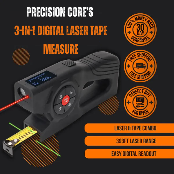 Precision Core's 3-in-1 Digital Laser Tape Measure